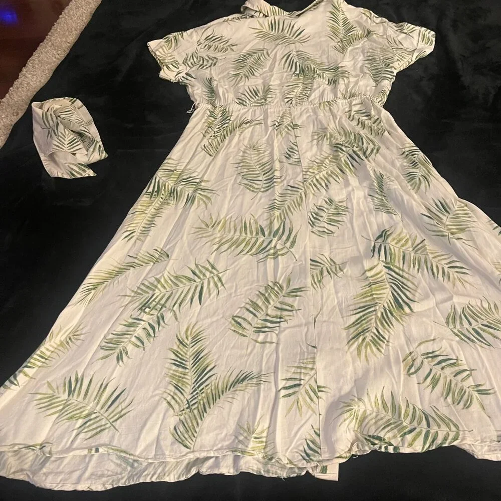 H&M Palm Leaf Button Front Dress NWOT Size 10 - Picture 8 of 9